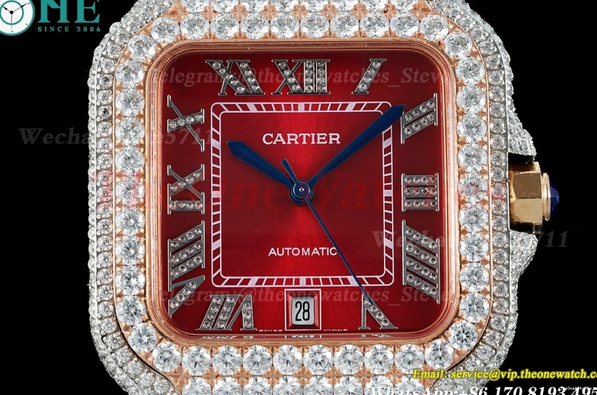 RG 40mm SS Red Santos MY9015 Mens SS Dial XL 100 AMG 0129